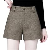 Matériau : polyester keusyoi Short en laine pour femme - Taille haute - Coupe trapèze - Jambe large - Pour l\'hiver - Vintage - Pour le bureau, 1, L