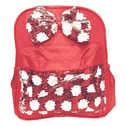 Mochila Infantil Poá Com Laço De Lantejoulas Magicas - Vermelha