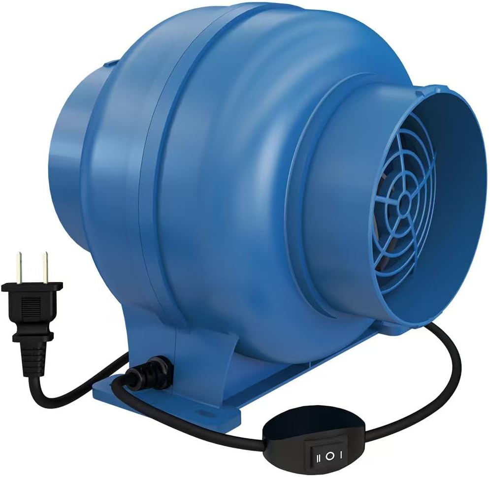 Artibear 3.5 Inch 168 CFM Inline Duct Ventilation Fan with 2 Speed Controller, Air Vent Blower for Hydroponic Grow Tent, Greenhouse, Workshop, Attics, Basement, Kitchens, Blue