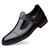 Kleiderschuhe für Männer auf Kappe Zehenmönchband runden Zehen Non-Slip-Anti-Rutsch-Top Gummi Sole Block Heel lässig