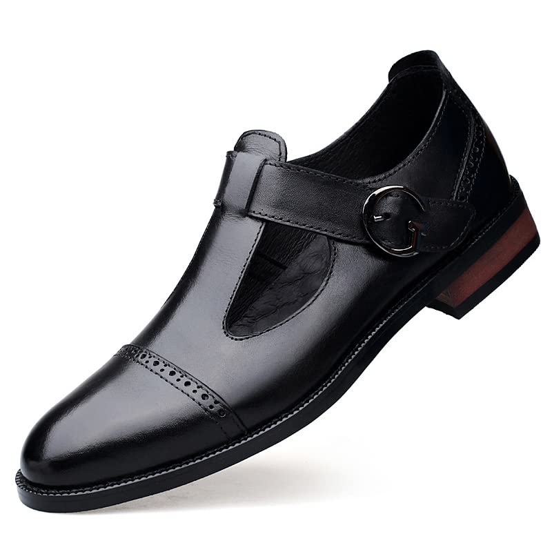 Chaussures habillées hommes bout rond à boucle sangle de moine slip-on noir