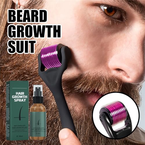 Mikabila Beard Growth Kit, 2pcs, Serum & Stimulate Roller, 0.5mm Derma Roller, Facilitates New & Old Hair Growth - Image 4