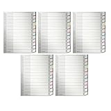 5er Pack Leitz 1275 Blanko Plastik Register (A5, hoch, 12-teilig, Unterteilt) grau