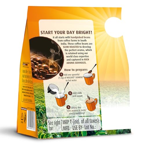 Image of Sunrise Instant Coffee Powder|Strong Taste For The Perfect Start To Your Day|Coffee Chicory-Mix|190g /200g, Stabilo Pack, Bag (Pack of 3)