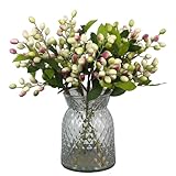 NOLAST 5pcs Artificial Flowers Faux Berry Stems Fake Berries Branches Spray for Vase Home Office Party Decoration (White Pink Mix)