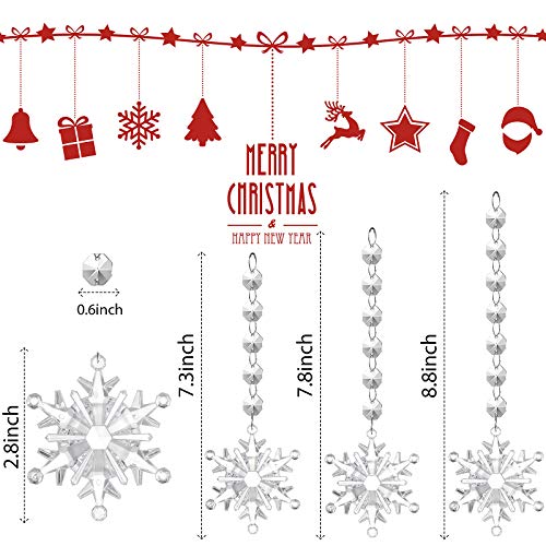 21 Pieces Acrylic Christmas Snowflake Ornament With Octagon Bead Garland Chain Clear Hanging Xmas Tree Pendant Crystal Acrylic Snowflake Bead Garland For Christmas Snow Theme Party Winter, 3 Sizes #TOP1