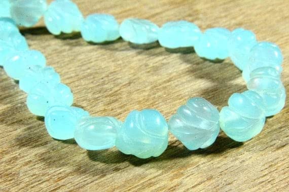 Aqua chalcedony perles cœurs de 9-13mm pour création de bijoux uniques - 3
