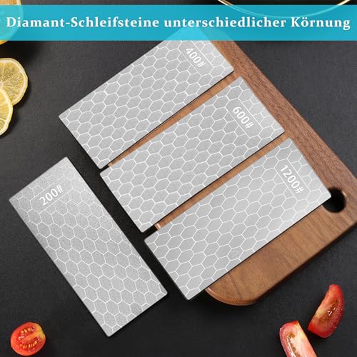 Diamant Schleifstein, 5 Stück Diamantschleifplatten, Körnung 400/600/800/1000/2000 Diamant Schleifstein Set, Diamond Stone, Schärfstein Platte Diamantplatten, Wetzstein für Messer und Werkzeuge