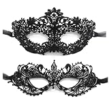 TFTSR Masquerade Masks for Women Couples,Men Mardi Gras Mask,Girls Black Gold Lace Eyes Costume,Adults Venetian Party Dress
