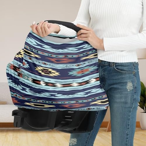 Image of Youngerbaby Western Aztec Nursing Cover Carseat Canopy Car Seat Covers for Babies Mom Breastfeeding Scarf Infant Multi Use Cover for Baby Stroller Shopping Cart Feeding High Chair
