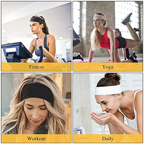 URAQT Haarband Damen,6 Stück Stirnbänder Einfarbig, Haarreifen Headwrap Turban, Elastische Headbands Bandana Vintage für Alltag Yoga Sport – Bild 8