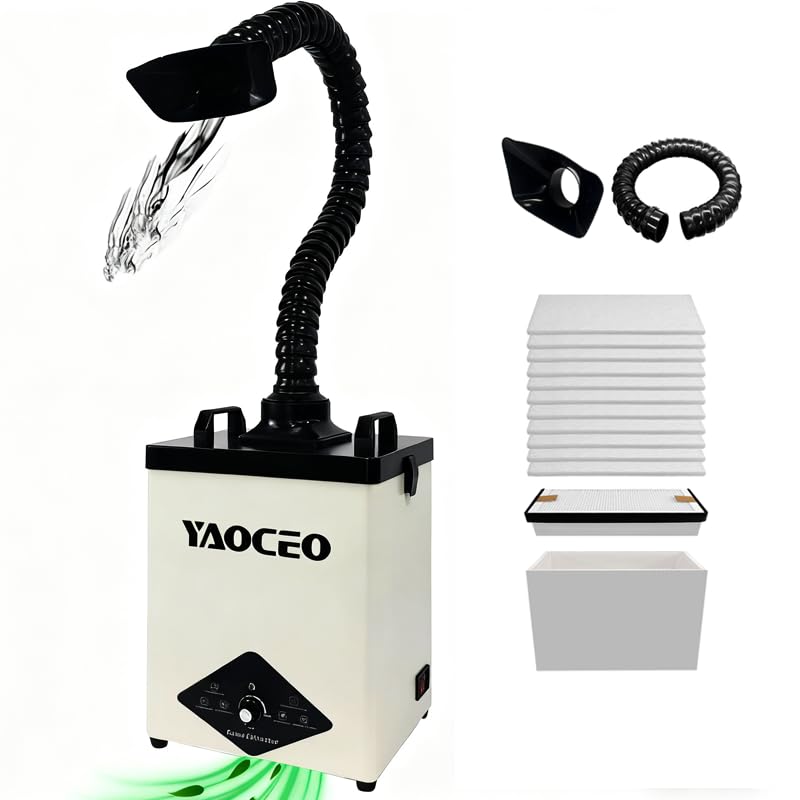 YC100 Solder Fume Extractor, Powerful 105W & Suction 260m³/h, Low-Noise Below 53dB, Fume Extractor Soldering with 13 Filters 3-Layers Filtration,Fume