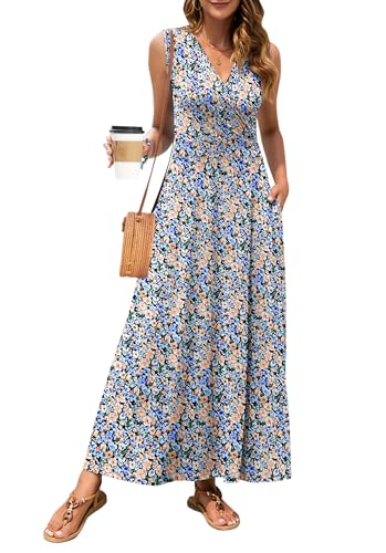 Image of MISFAY Women Maxi Dress Sleeveless Wrap V Neck Summer Boho Casual