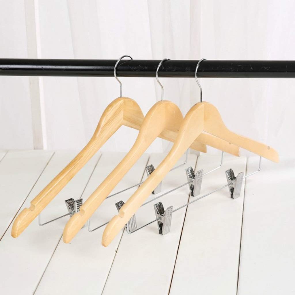 5PCS Wooden Hangers Coats Suit Garment Clothes Wardrobe Wood Hanger, with Clips Craft Making