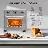 Panana Compact Airfryer Toaster Oven, 1400W 21QT with 6-in-1 Multifunctions and Wide Temperature Range, Air Fryer Oven with 60-Minute Timer/Auto-Off, Stainless Steel Countertop Oven (Silver)