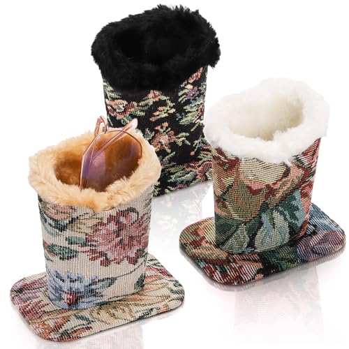 Peohud 3 Pack Plush Lined Eyeglasses Holder, Protective Glasses Stand