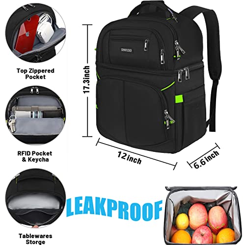 Cooler Backpack, Insulated Backpack Leakproof Lightweight Bag For Men Double Deck Keeps 30 Cans Hot/Cold For Up To 12 Hours - Waterproof & Leak Proof Soft Cooler Bag - Lunch Backpack Green #TOP4