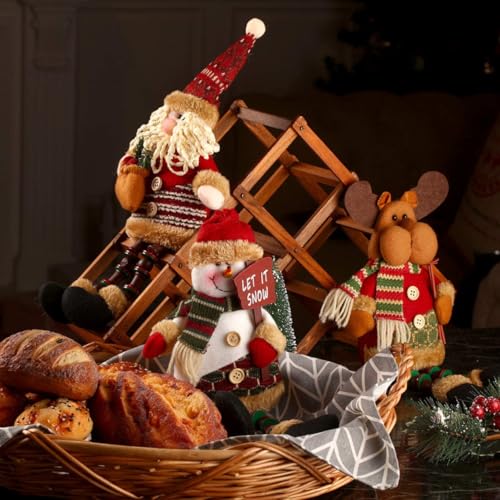 Décoration de Noël assis et joli petit père en peluche douce
