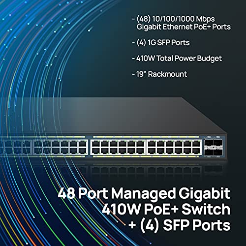 Image of EnGenius 48 Gigabit 802.3at /af PoE+ Port Layer 2 Managed Switch, 4 SFP Ports, 410W PoE Budget with License-Free Management Tools (EWS7952P)