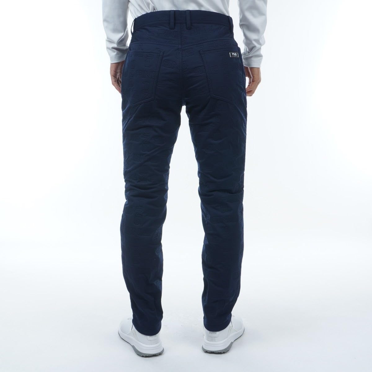 新品 ピンアパレル ゴルフ モノグラム柄 ストレッチパンツ 中綿 暖パン