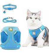 NeuWee Katzengeschirr mit Leine Ausbruchsicher, Katzengeschirr Leine Set mit Katzenhalsband, Katz...