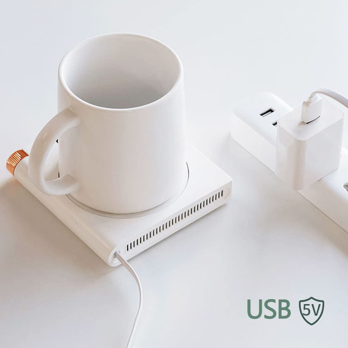 Calentador de Taza de café, Calentador de Taza USB Calentador de Placa Posavasos de calefacción Calentador de Escritorio de 5 Engranajes para café Leche Té Regalo para cumpleaños Navidad