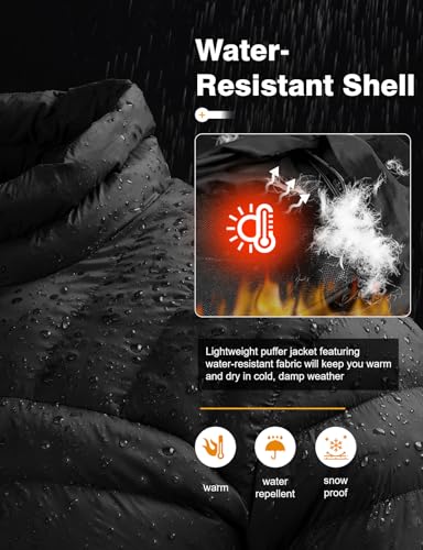 TBMPOY Men's Lightweight Packable Puffer Winter Jackets Puffy Water-Resistant Bubble Insulated Coat for Travel Ski Hiking4