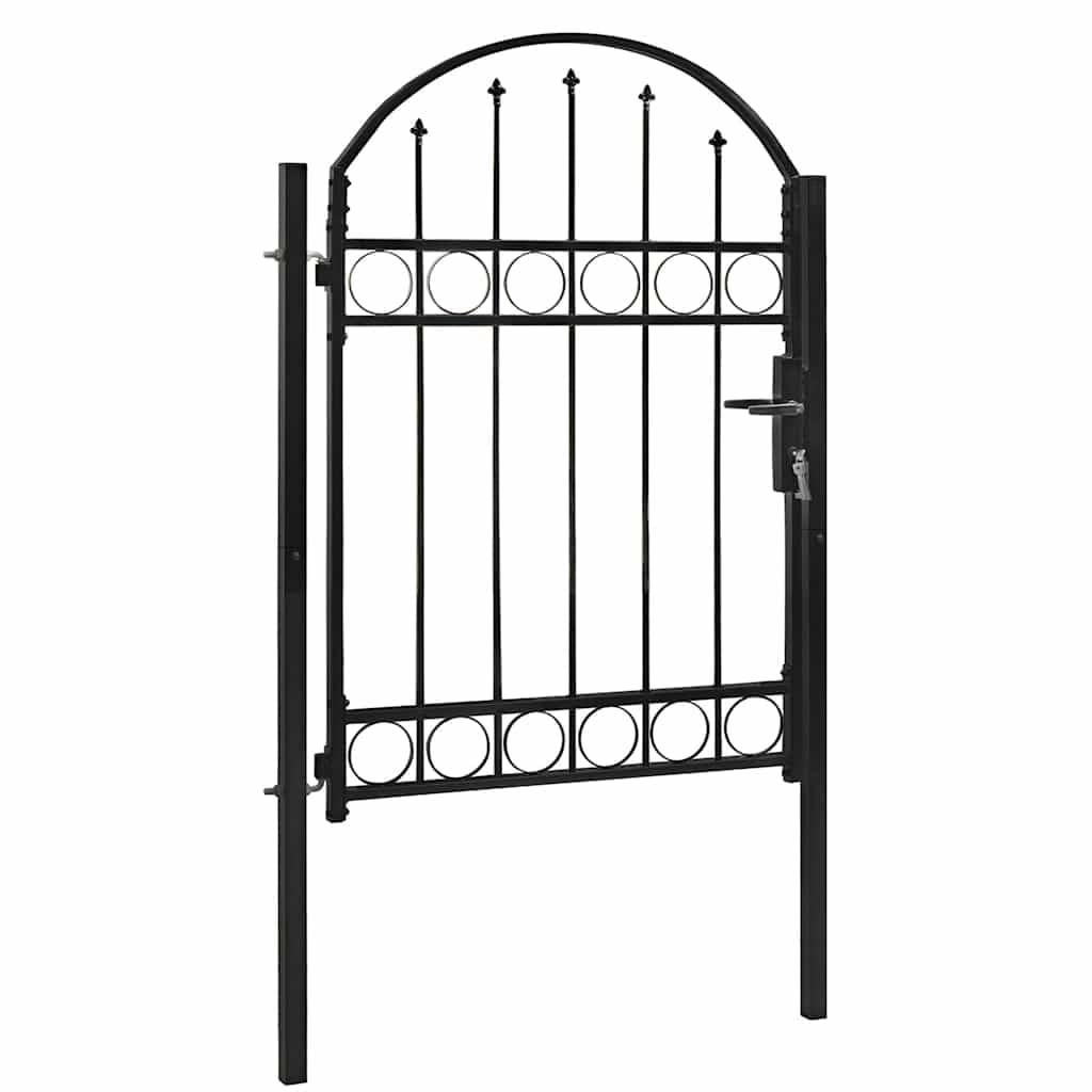 Vidaxl Fence Gate With Arched Top Steel 100X125cm Black Outdoor Garden Door 8718475625773
