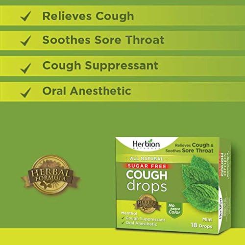 Herbion Naturals Sugar Free Cough Drops with Natural Mint Flavor, Soothes Sore Throat, for Adults Children 6 and Above, 18Cts - Image 4