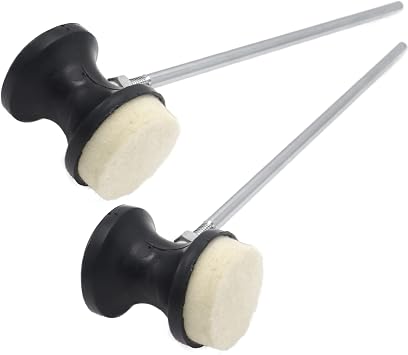 2pcs Double-Sided Bass Drum Pedal Beater, Double Kick Drum Pedals Beater, Stainless Steel Handle Bass Drum Pedal Beater with Felt Head, Drum Percussion Parts Accessories