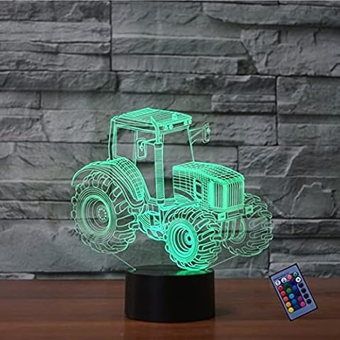 Optical Illusion 3D Tractor Night Light 16 Colors Changing USB Power Remote Control Touch Switch Decor Lamp LED Table Desk Lamp Brithday Children Kids Christmas Xmas Gift Cover