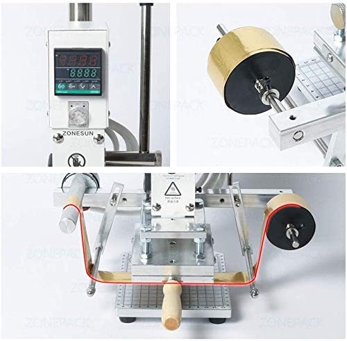 ZONEPACK Digital Semi Automatic Leather Hot Foil Stamping Machine Heat Press Machine Manual Embossing Tool Creasing Wood Paper PVC Card Printer DIY Hot Press Machine