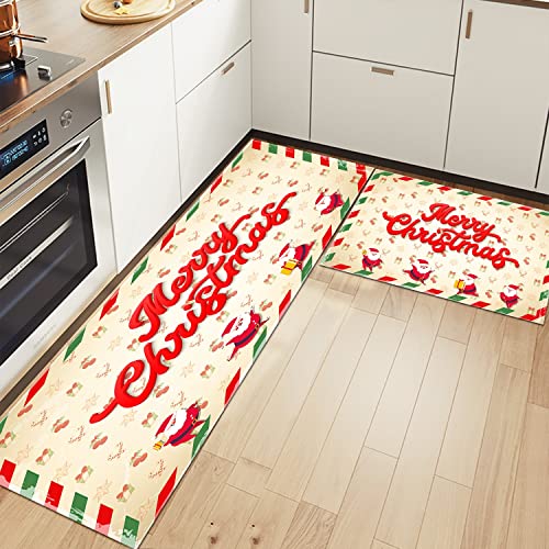 Orlco Art - Felpudo para interiores de invierno y Navidad, tapete para puerta de invierno, tapete para cocina, decoración del hogar, 17.5 x 29 pulgadas + 17.5 x 59 pulgadas Cover
