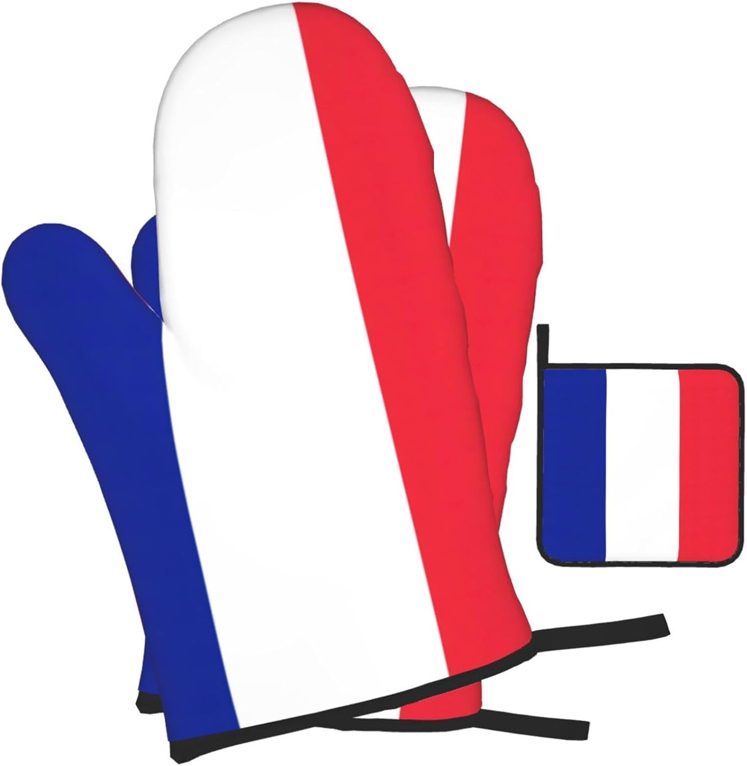 French Flag Print Heat Resistant Microwave Gloves, Used for Baking, Cooking, and Fashion Kitchen Essentials