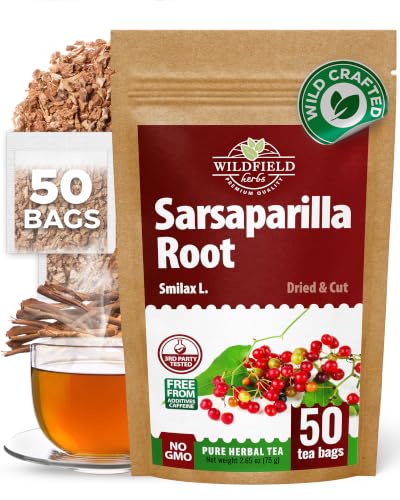 Image of 50 Bags Sarsaparilla Root Tea Herbal Tea (Smilax glabra) - 50 Count 1.5g Bag Sasperella Root Herb Tea raiz de zarzaparella