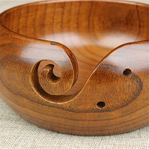 Image of Joyeee Wooden Yarn Bowl Largest, 1 PCS Premium Knitting Storage Accessories & Supplies, Yarn Holder for Knitting and Crochet Yarn Winder, Handcrafted Yarn Ball Bowl Brown Box #04