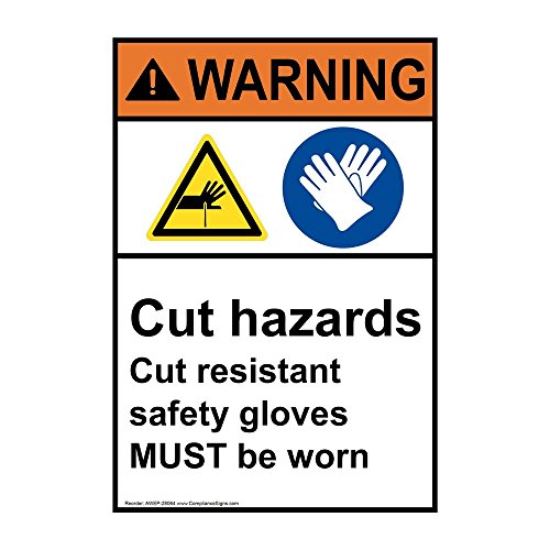 Panneau gants de sécurité rigide pour sécuriser votre zone de découpe plastique 25x17cm