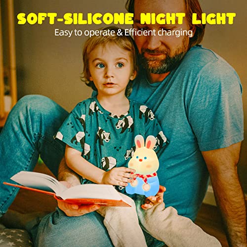 Spteohoc Spteohocn Cute Rabbit Night Lights For Kids,Silicone Rechargeble Baby Night Light, Double 7 Colors Kids Night Light Lamp, Cute Led Multicolor Gifts For Baby, Children, Toddlers, Teen Girls… #TOP4