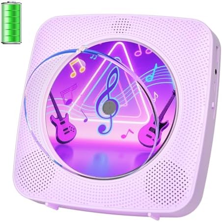 Kegaudio Radio mit CD Player Tragbar mit Bluetooth Lautsprecher Lila | Tragbarer CD-Player Kinder mit 1800mAh Akku, Fernbedienung, Staubdeckel, Unterstützung USB-/AUX-Wiedergabe fü