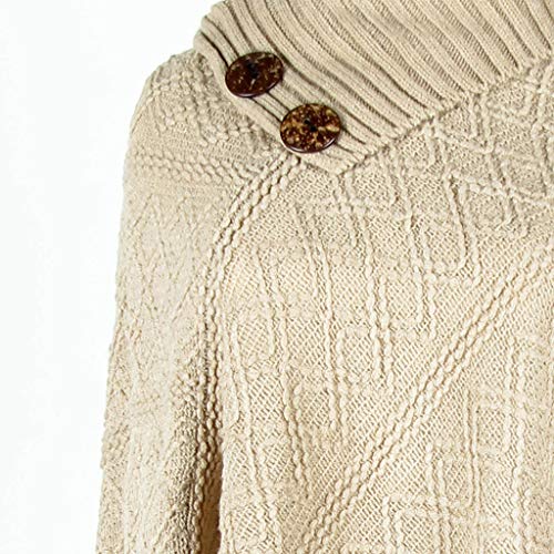 Q-XIAOKEAI Poncho Feminino com Botões de Lapela, Cor Sólida, Xale, Borla, Suéter