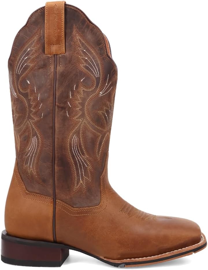 Dan Post Boots Womens Jillian Embroidered Square Toe Pull On Casual Boots Mid Calf Low Heel 1-2" - Brown