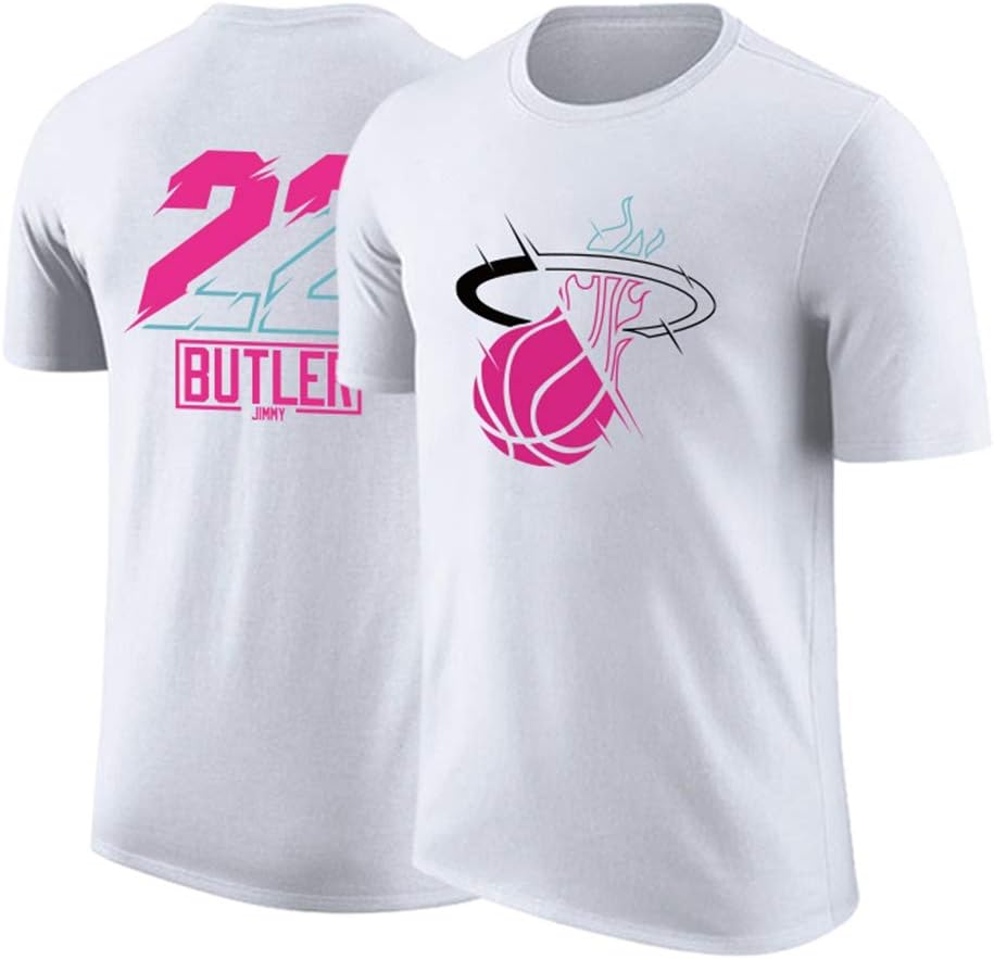Miami Heat # 22 Caron Butler Men's Basketball Jersey Sports Training Clothes T-Shirt Casual Half-Sleeved Cotton Comfortable Top,White,M