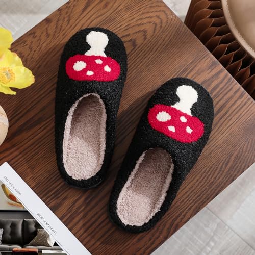 Image of Women's Men's Cute Fuzzy Heart Slippers Memory Foam Fluffy Couple Slippers Cozy House Indoor Outdoor Shoes