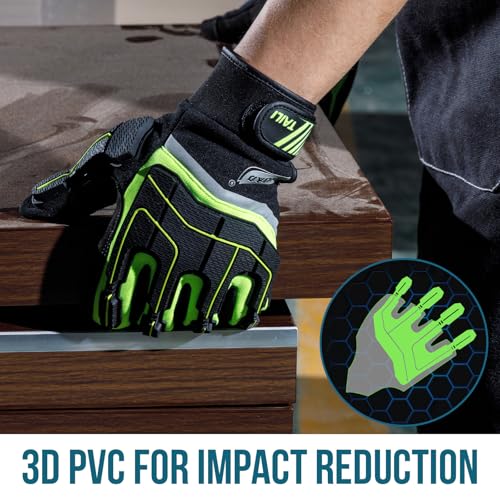 Image of TAILI Level 5 Puncture and Cut Resistant, Impact Protection Work Gloves, S | Anti Vibration, Grip Enhanced, Breathable, Touchscreen Compatible, Machine Washable, Heavy Duty Work Gloves for Men