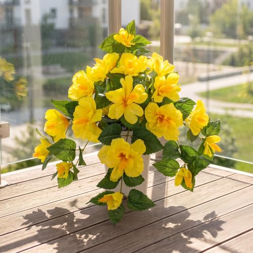 Briful Artificial Hibiscus Plant for Outdoor, Tropical Yellow Hibiscus