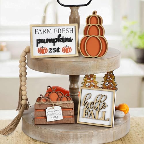 DAZONGE Fall Decor, 5PCS Fall Decorations for Home, Hello Sign,...