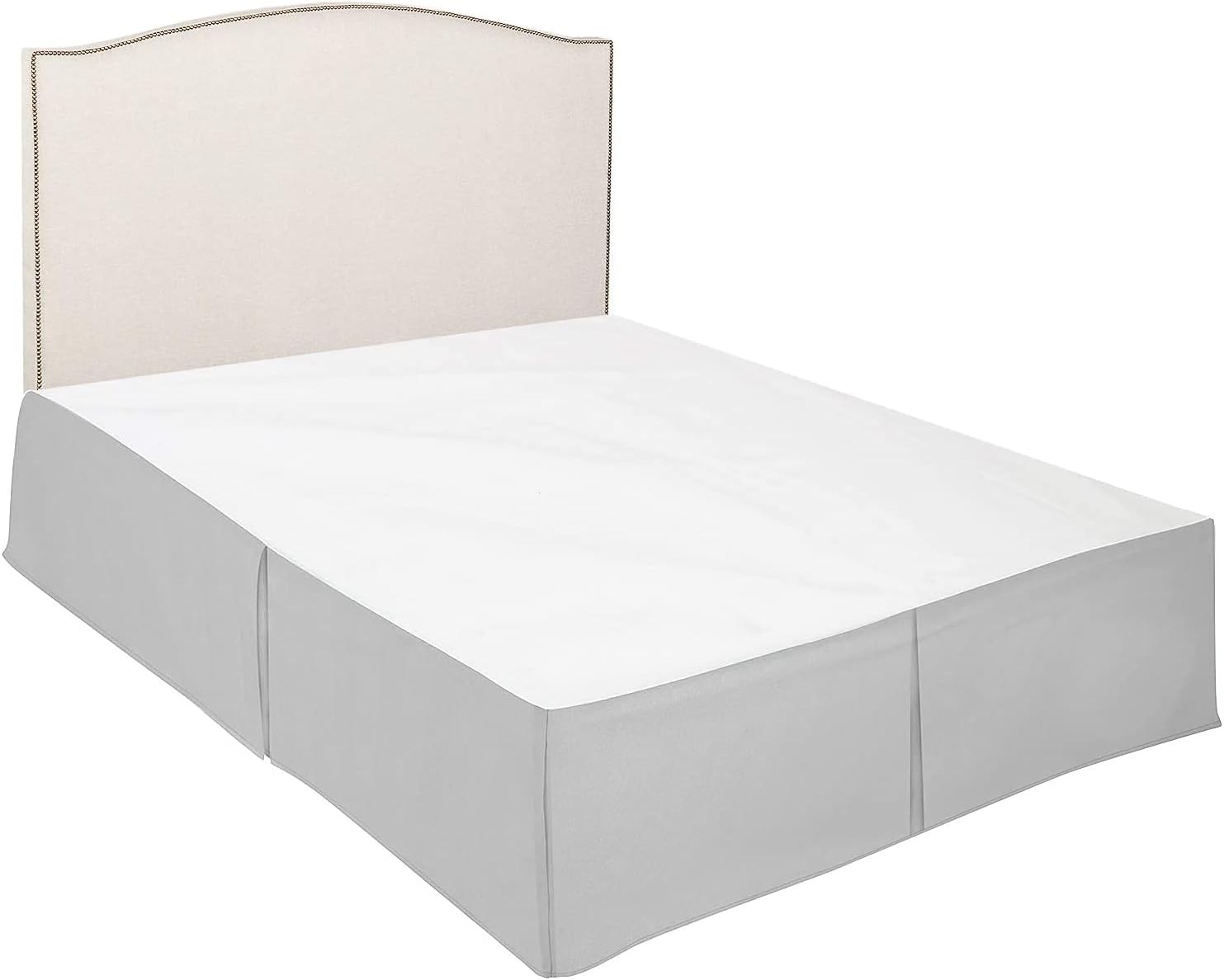 Crown Collection Hotel Beddings 600-Thread-Count 100% Egyptian Cotton 1 Piece Bed Skirt with 16" Drop Length King Size Damask Solid, Silver Gray