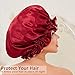 Silk Bonnet for Black Women, Satin Bonnet for Natural Hair Bonnets for Curly Hair Cap, Silk Hair Wrap for Sleeping Large Satin Hair Bonnet for Long Hair(Wine Red)