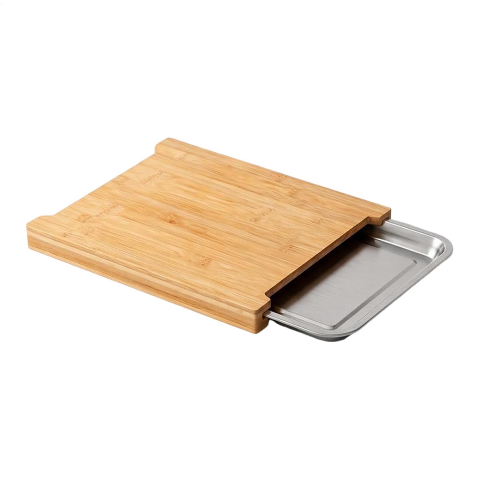 Tagliere in legno con vaschetta di raccolta, grande tagliere di alta | Tagliere in legno, per carne, bistecche, casa, ristorante, giardino e campeggio