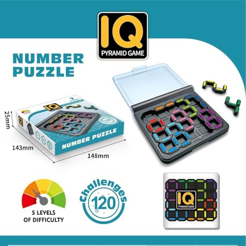 Image of TEC TAVAKKAL IQ Puzles Brain Teaser Game for Kids Portable 3D Logic Puzles 120 Challenges Educational Travel Game for Brain Development, Problem-Solving for Kids Adults (IQ Puzles Pyramid Number)